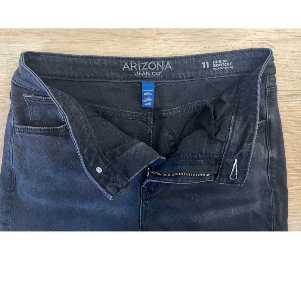 Arizona High Rise Boot‎ Cut Black Jeans Junior Size 11 - Picture 3 of 5